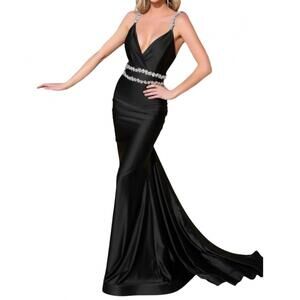NEW JESSICA ANGEL backless mermaid evening dress in black